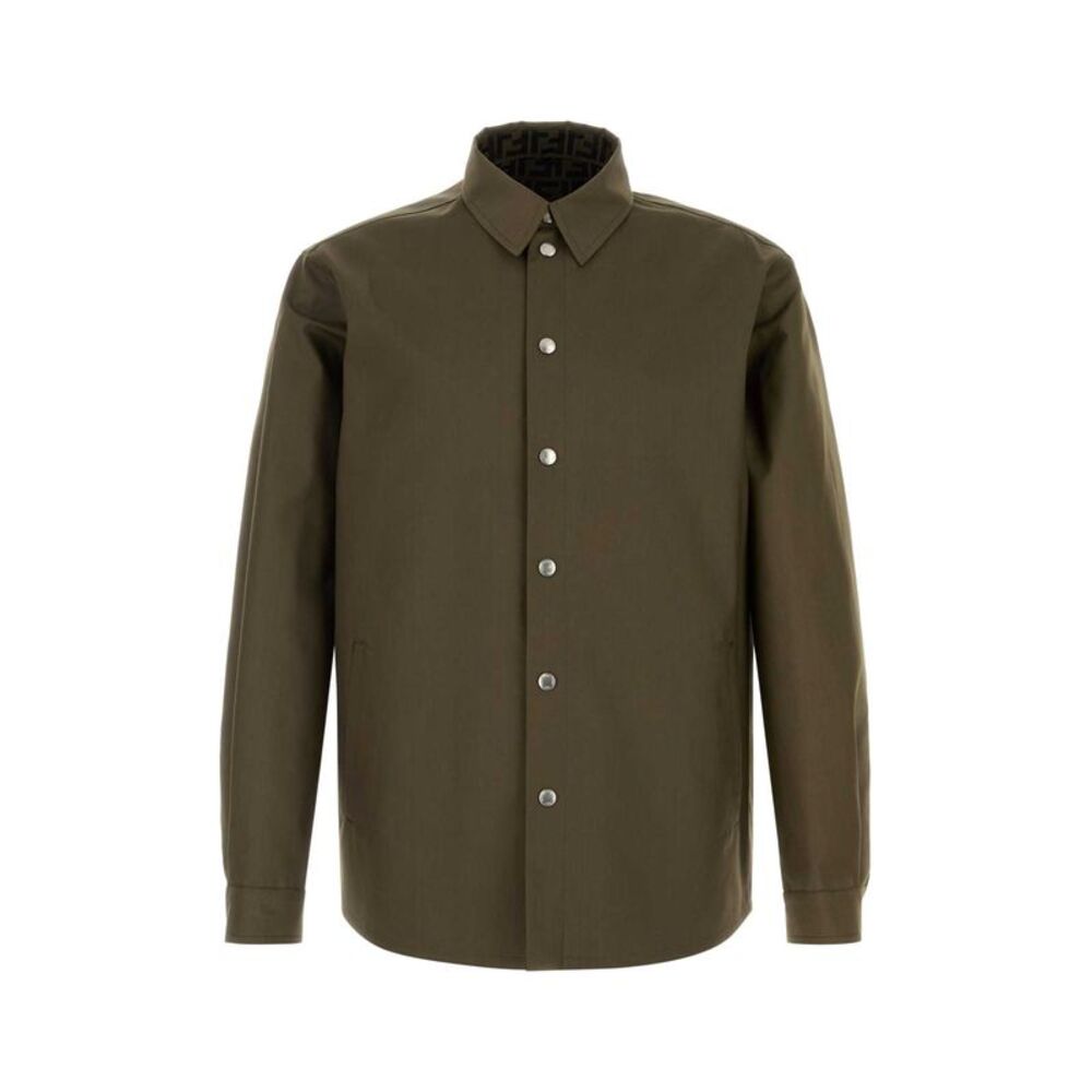 Fendi Men Olive Green Mackintosh Overshirt